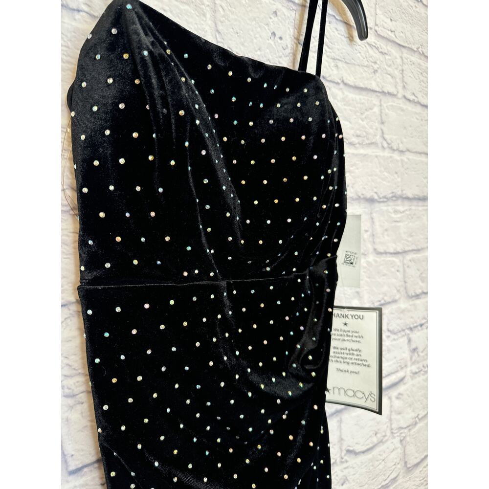 Crystal Doll Black Velvet Jewel Studs Formal Mini Bodycon Dress SZ 3 NEW w/Tags